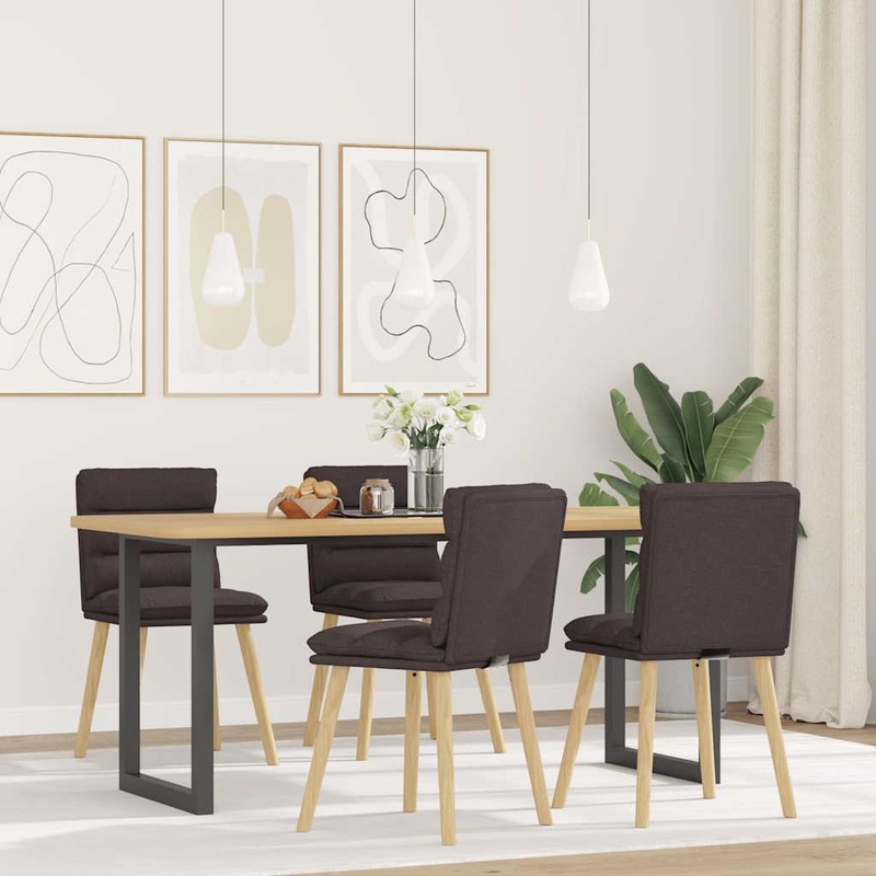 Chaises  manger lot de 4 marron fonc tissu