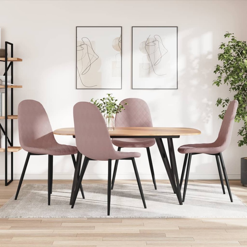 Chaises  manger lot de 4 Rose Velours
