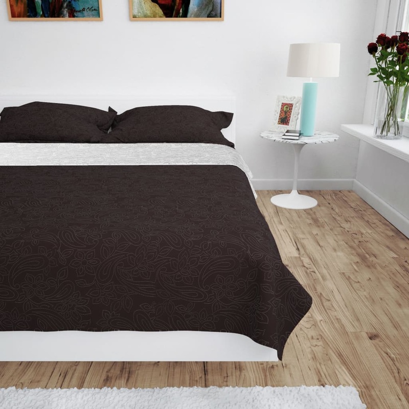 Couvre-lit  double face matelass 170 x 210 cm Crme et marron