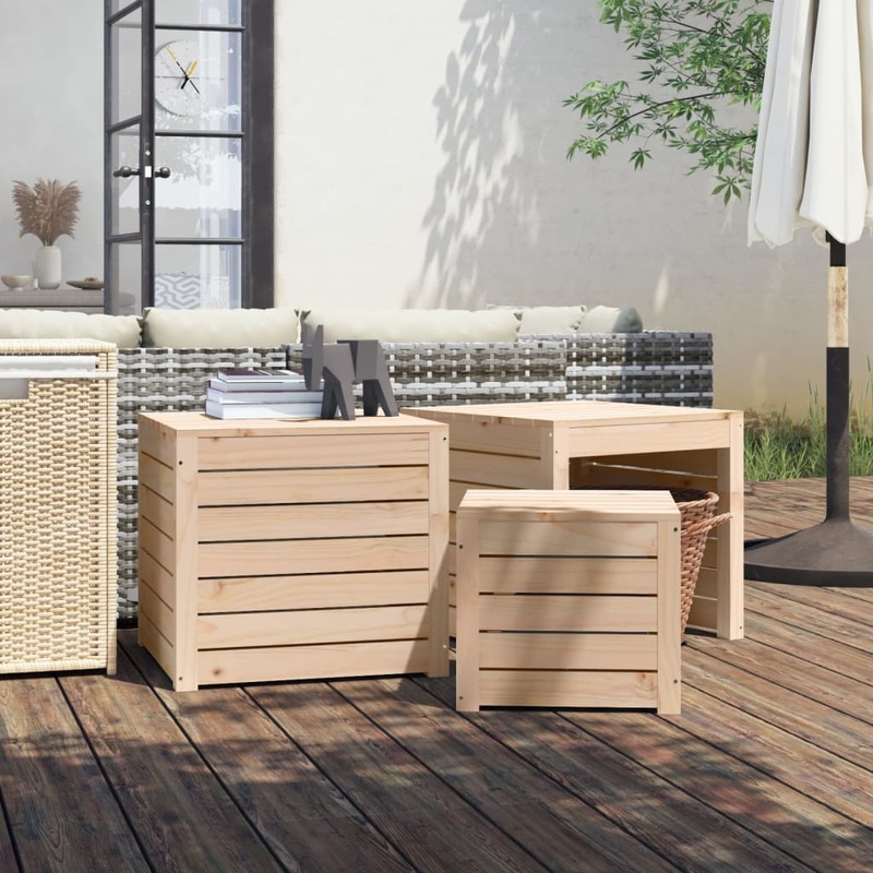Ensemble de botes de jardin 3 pcs bois de pin massif