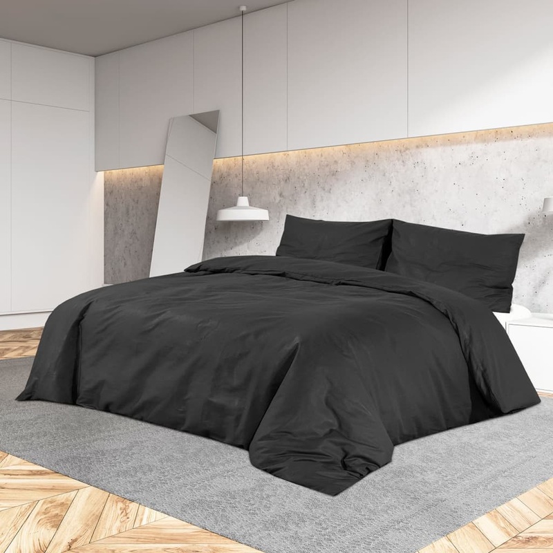 Ensemble de housse de couette Noir 200x200 cm Microfibre lgre