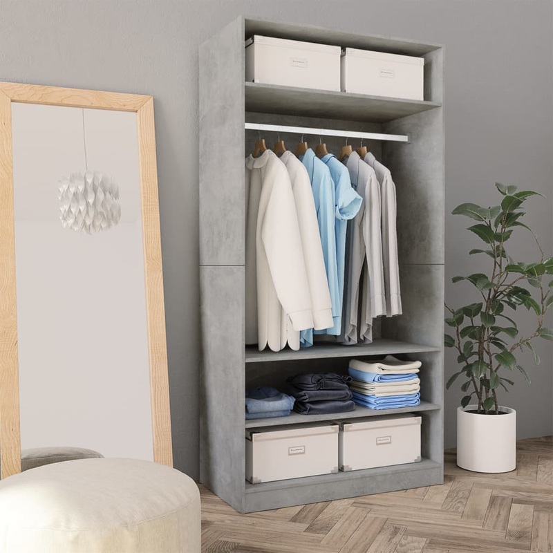 Garde-robe Gris cement 100 x 50 x 200 cm Agglomr