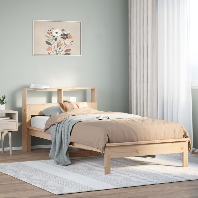 Lit bibliothque sans matelas 90x190 cm bois de pin massif