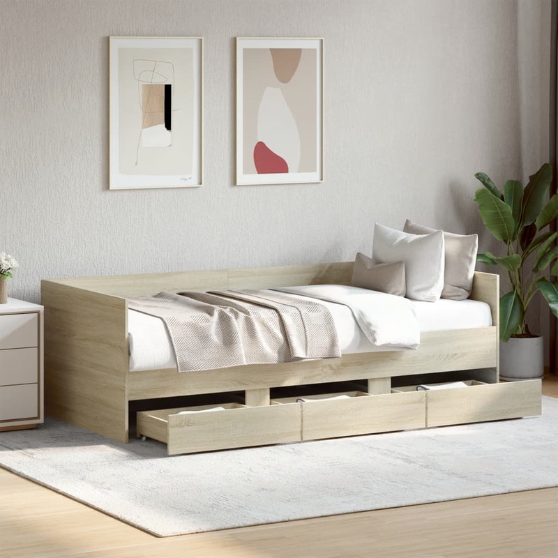 Lit de jour avec tiroirs sans matelas chne sonoma 90x200 cm