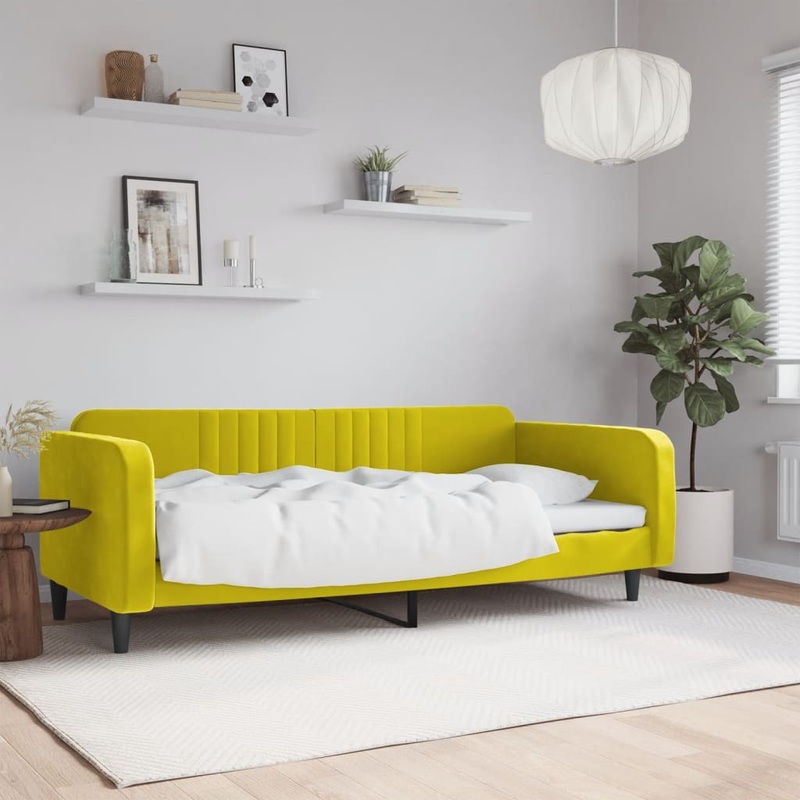 Lit de repos sans matelas jaune 100x200 cm velours