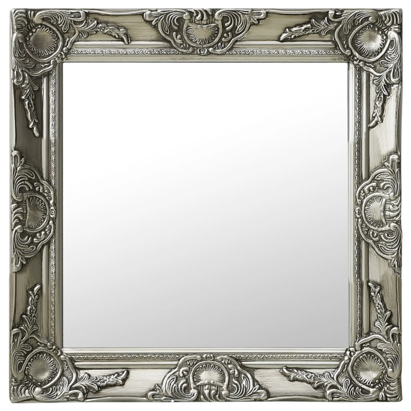 Miroir mural style baroque 50x50 cm Argent