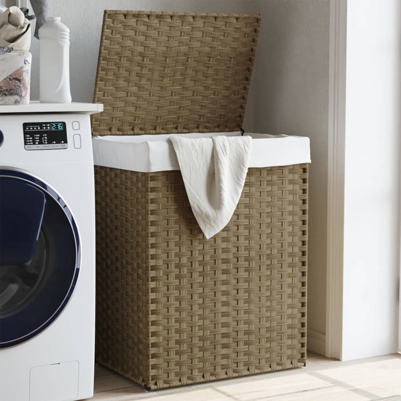 Panier  linge avec couvercle 46x33x60 cm rsine tresse