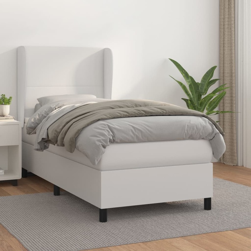 Sommier  lattes de lit avec matelas Blanc 100x200cm Similicuir