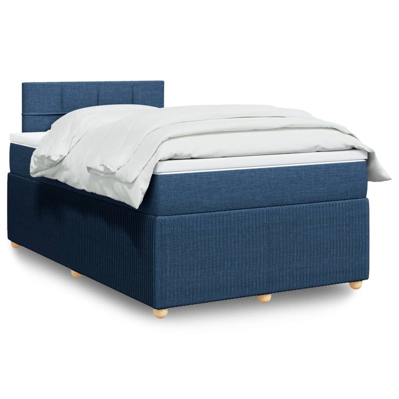 Sommier  lattes de lit avec matelas bleu 120x190 cm tissu