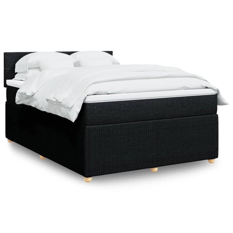 Sommier  lattes de lit avec matelas Noir 140x190 cm Tissu