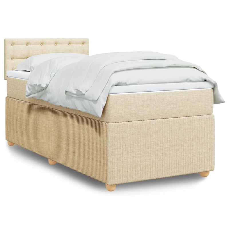 Sommier  lattes de lit et matelas Crme 90x190 cm Tissu