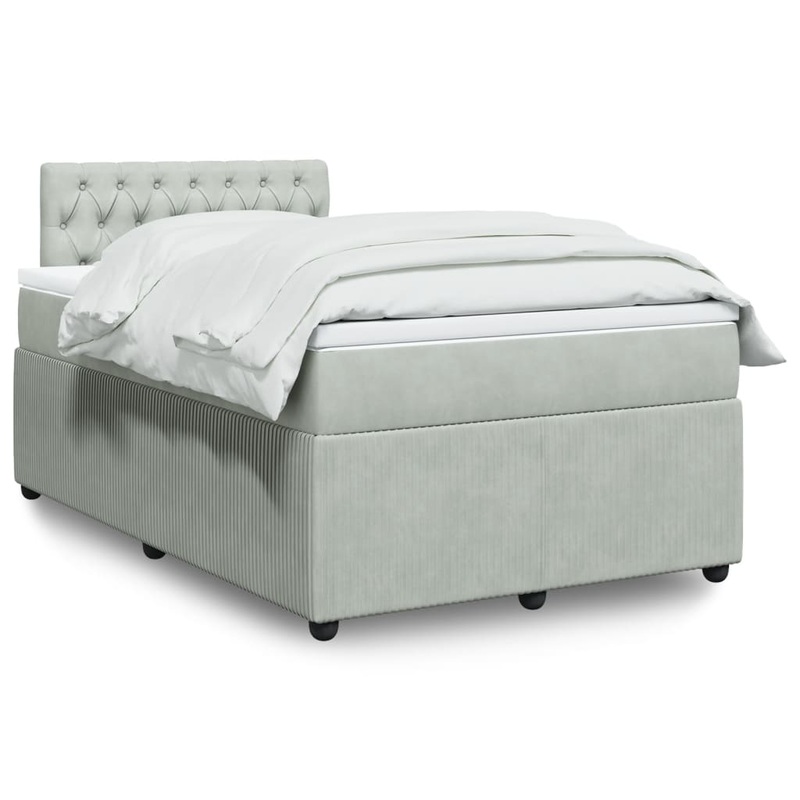 Sommier  lattes de lit et matelas gris clair 120x190cm velours