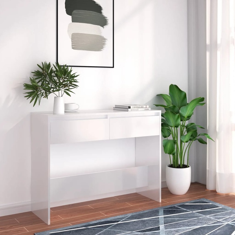 Table console blanc 100x35x76,5 cm bois d'ingnierie