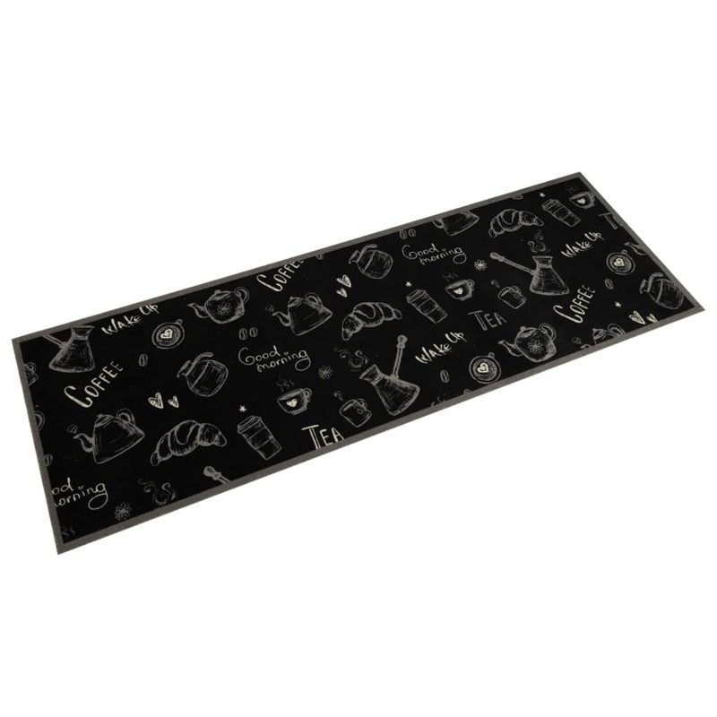 Tapis de cuisine lavable imprim Morning noir 60x180 cm velours